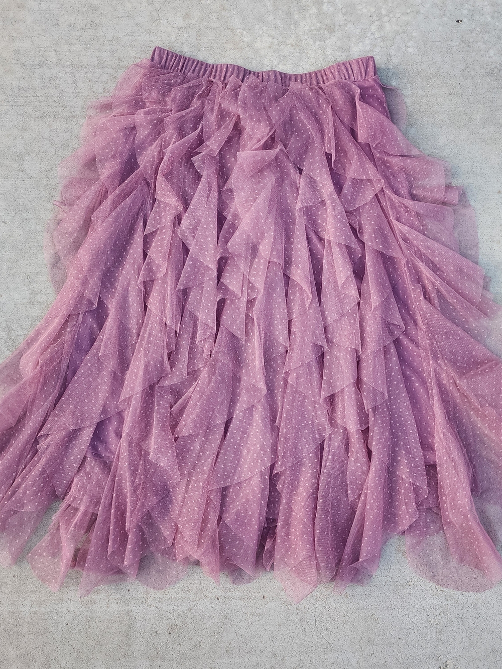 Altar'd State Layered Mesh Tulle Ruffled Skirt in Dusty Mauve/Purple Fairy, XL